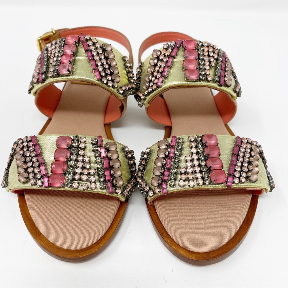 Tory Burch Tanner Beaded Jeweled Crystal Sandals 5 - Picture 2 of 7